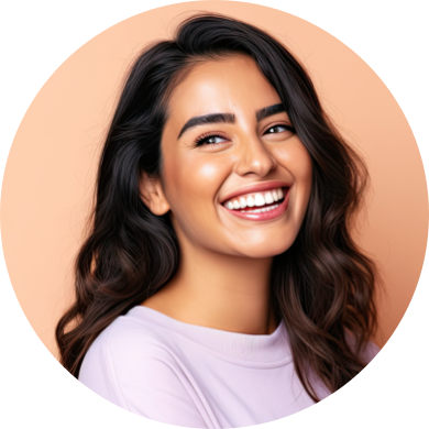 Hannah, smiling woman with long dark hair, worker avatar